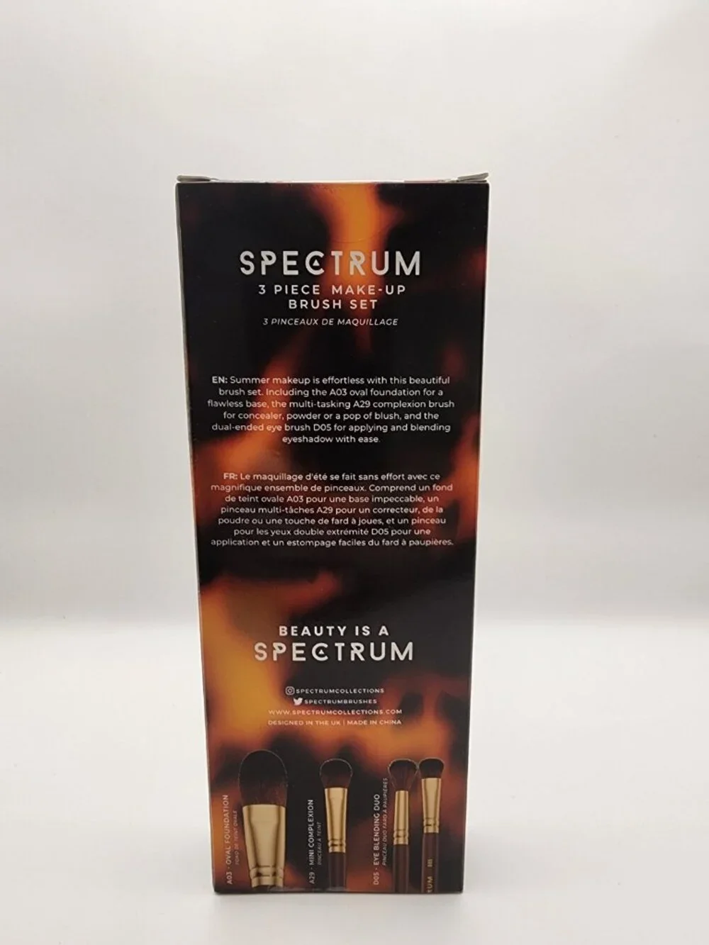 SPECTRUM Pantherine 3 Piece Makeup Brush Set Face Eye NIB New Sealed Box Vegan
